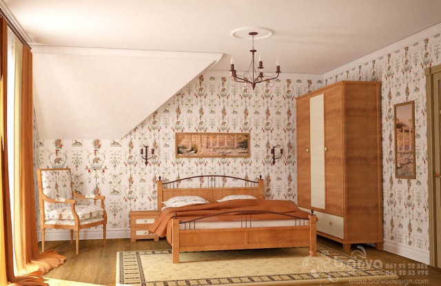 Будинок в стилі кантрі с. Горбовичі. Дизайн гостьової спальні