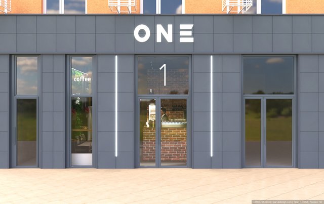 Дизайн вивіски кафе "One". Дизайн фасаду 