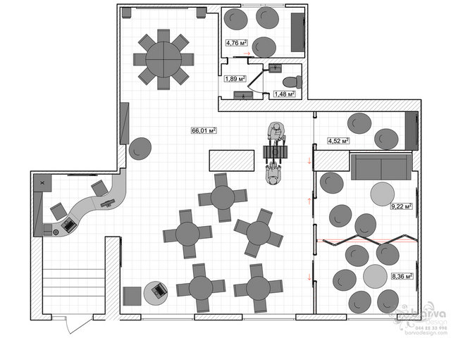 Дизайн антикафе. План з розміщенням меблів