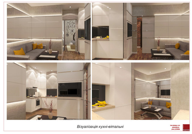 22 3D Візуалізація вітальні-кухні