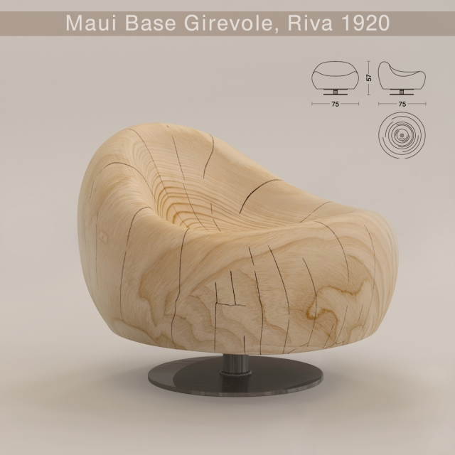 3D модель крісла Maui Base Girevole від італійського виробника Riva 1920