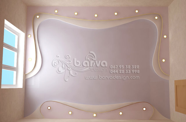 Потолок в спальне,  квартира по пр. Героев Сталинграда.   1-й  вариант разработки.