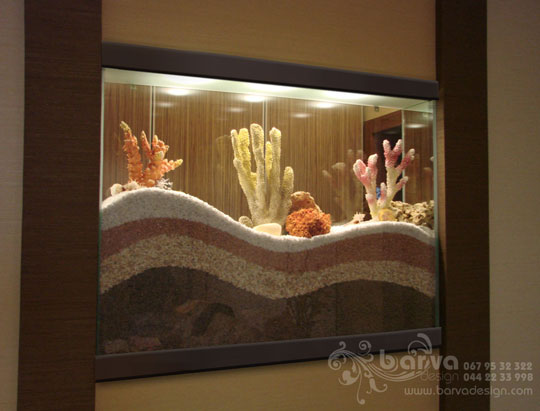 Сухий акваріум, фото ремонту квартири по Урлівській, декорування